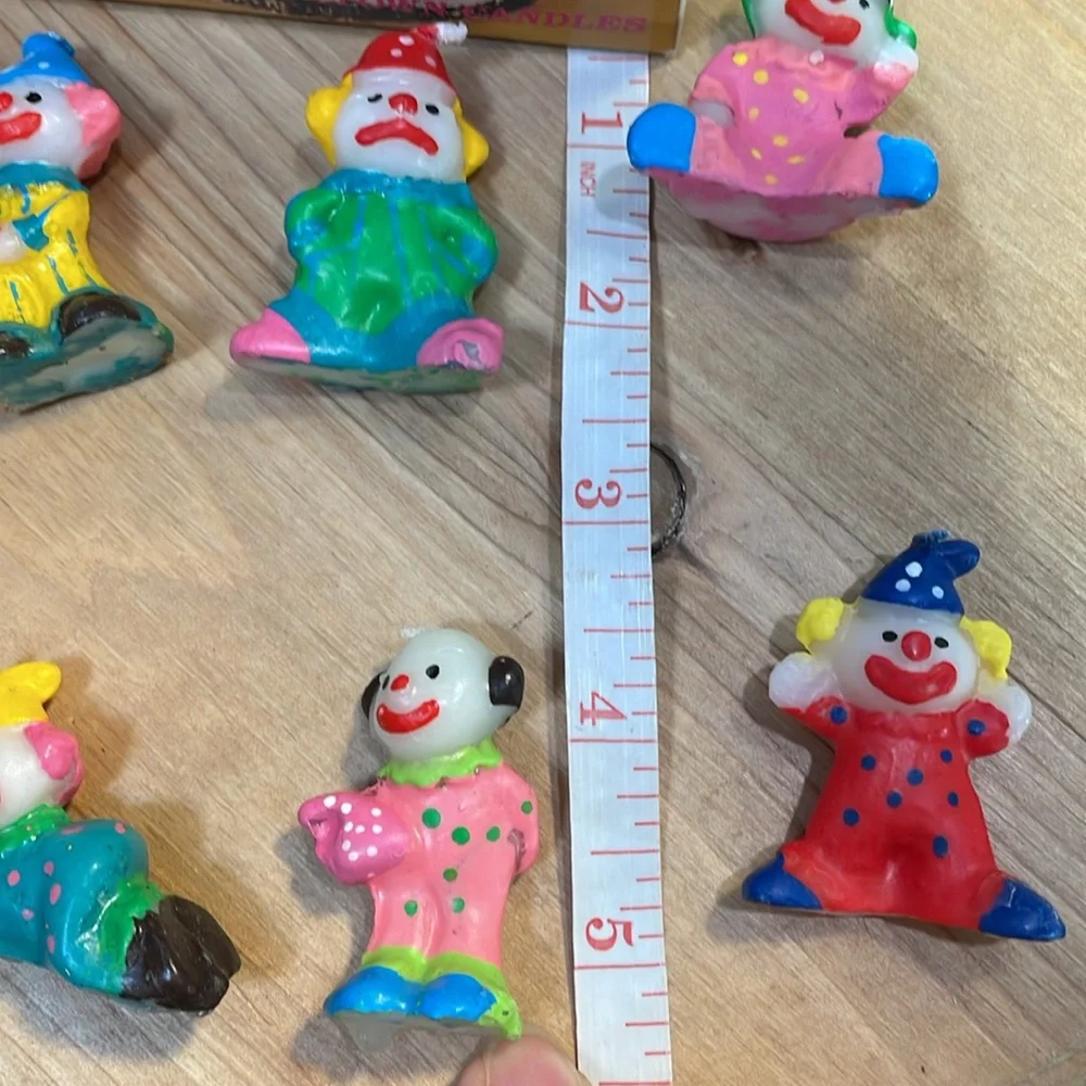 pre 1980's Clown Candle Set - Colorful Party Decor unused.